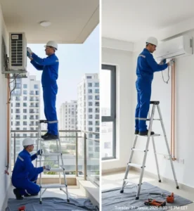 تركيب تكييف وحدتين وتاسيسه